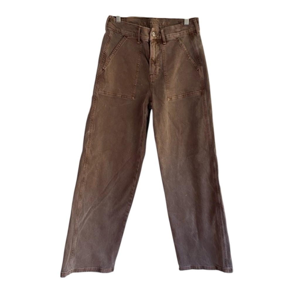 American Eagle Brown Stovepipe Utility Wide Leg Pants Size 4 Short NWT - Picture 2 of 9